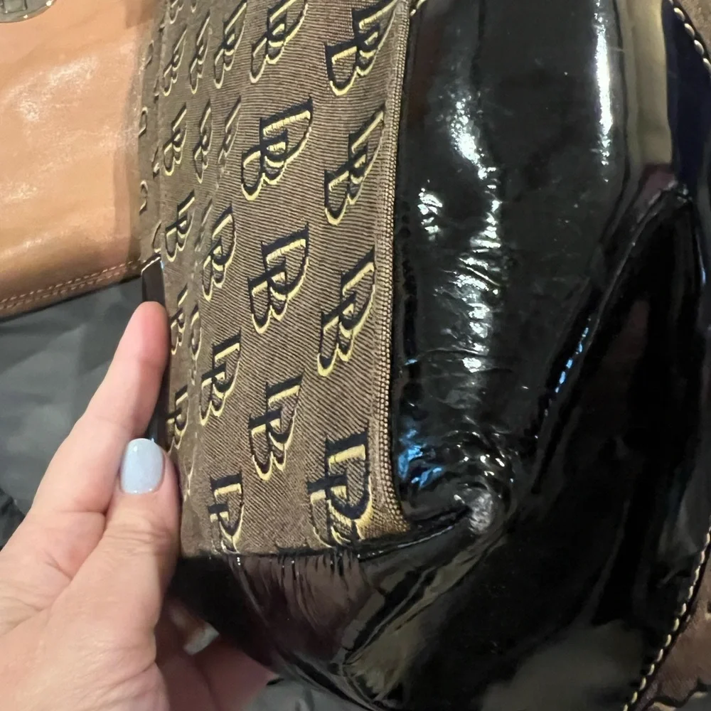 Dooney & Bourke Brown and Black Monogram Hobo Women's Bag - Picture 3 of 12